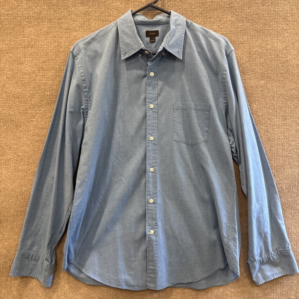 J Crew Men's Authentic Workwear Blue Button Up  Collared Shirt Sz Large